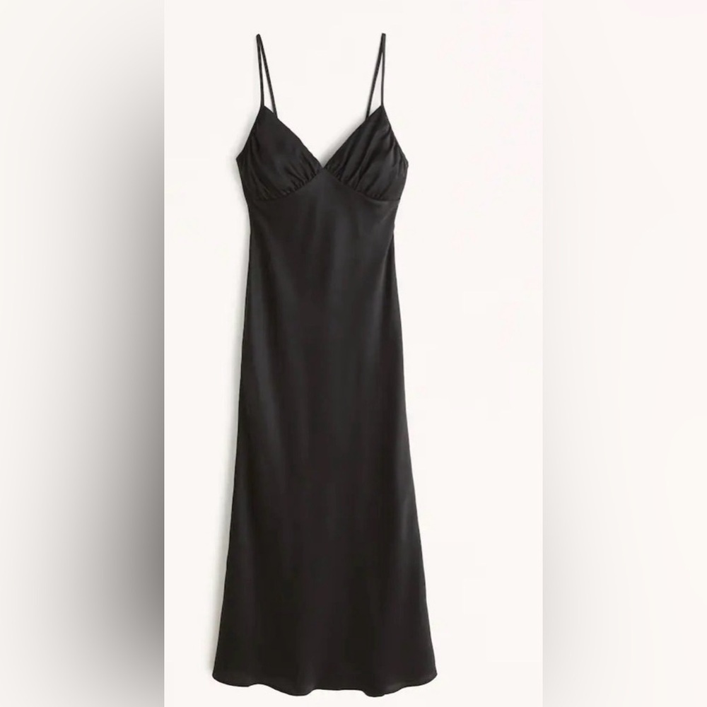 Abercrombie & Fitch Black Satin Maxi Dress
